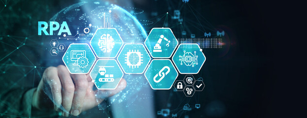 RPA Robotic process automation innovation technology concept. Business, technology, internet and...