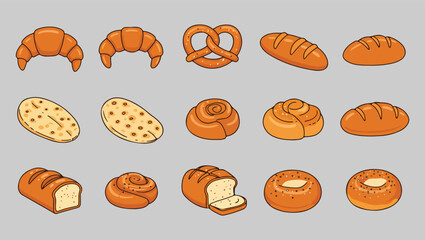 A Flat Bold Icon Set Unique and Traditional Asian Street Food Items
