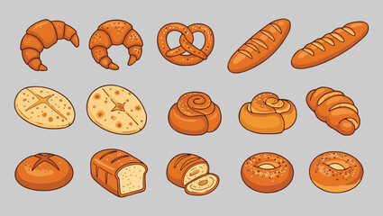 A Flat Bold Icon Set Unique and Traditional Asian Street Food Items