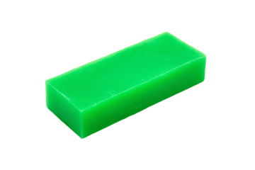 a green soap bar on a white background