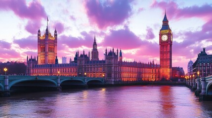 Naklejka premium London skyline at sunset