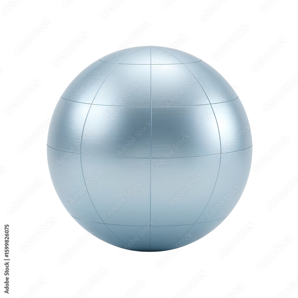 Fototapete Reflective metallic sphere with structured grid pattern isolated on transparency