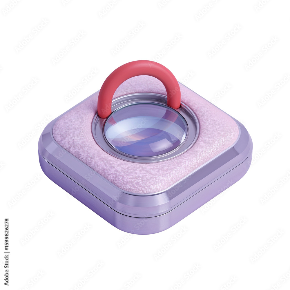 Aufkleber abstract design showcasing a square container with round lens on an ethereal setting