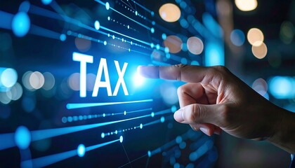 Hand selecting TAX on digital screen