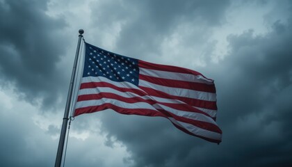American Flag Under a Stormy Sky