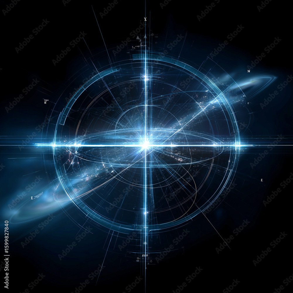 Aufkleber quantum sensor technology detection navigation. military tech. quantum compass with atomic visuals g
