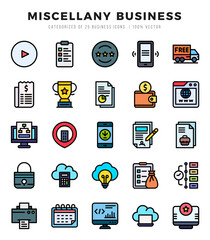 Miscellany Business icons Pack. Lineal Color icons set. Miscellany Business collection set.
