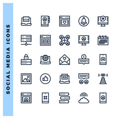 25 Social Media Lineal icon pack. vector illustration.