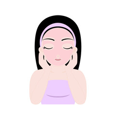 Young Woman Applying Face Product and Massaging Cheeks