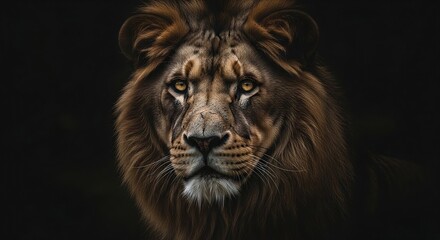 Naklejka premium Lion Dark Wallpaper 4k 