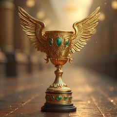 Golden eagle trophy with wings symbolizing victory and achievement