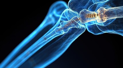 Medical Illustration: Intricate Detail of Human Knee Joint with Internal Fixation Device