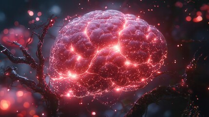 Glowing Brain in Dark Forest