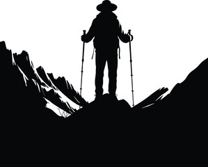 Hiking Man Silhouette Vector Illustation