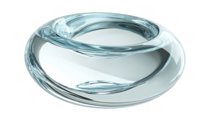 Clear liquid swirls in glass sphere, isolated on transparent background