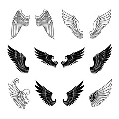 Obraz premium Angel and Black stylized Wings design Illustration