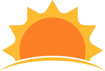 A half sun is setting downwards icon sunset concept for graphic design, logo, website, social media, mobile app, UI illustration