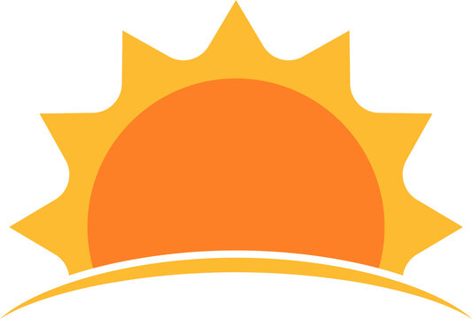 A half sun is setting downwards icon sunset concept for graphic design, logo, website, social media, mobile app, UI illustration