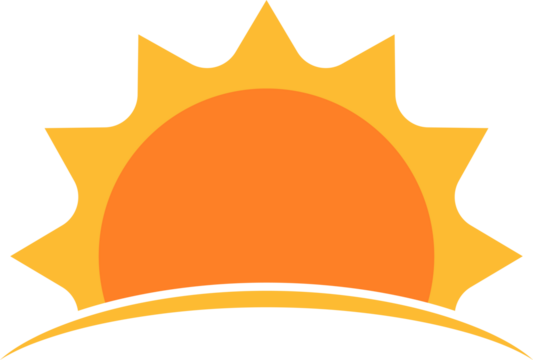 A half sun is setting downwards icon sunset concept for graphic design, logo, website, social media, mobile app, UI illustration