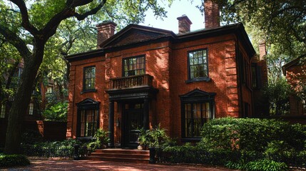 Fototapeta premium Historic Brick Mansion on a Sunny Day