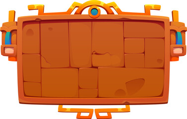 Aztec Inca Maya stone wall, Mexican game icon asset with tribal elements. Adventure, history or ancient civilization cartoon vector texture, construction, deity or pharaoh monument or altar with rocks