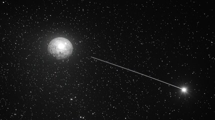 Celestial Dance: Moon and Comet in Night Sky