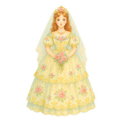 Fototapeta premium PNG Vintage bride illustration with roses.