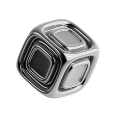 Abstract 3D Metallic Cube Icon on White Background