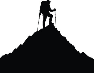 Hiking Man Silhouette Vector Illustation