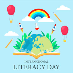 international literacy day illustration in flat design