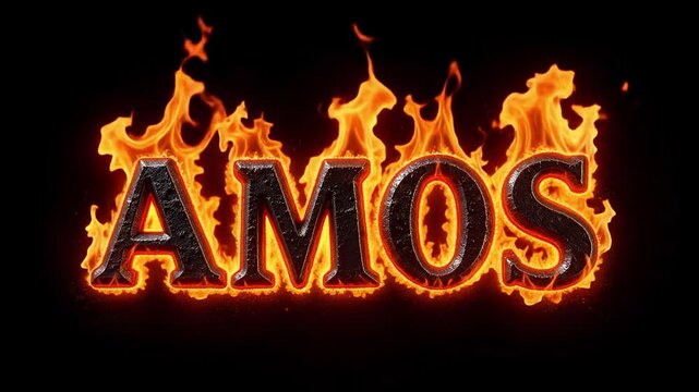 Burning AMOS Text in Vibrant Flames on Black Background | 4K Fiery Name Animation

