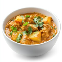 Fototapeta premium A traditional bowl of spicy chicken curry with rice for a hot dinner