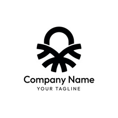 A minimalist black abstract logo design with curved lines on a white background for Fin Tech, Fintech, Tech, Startup.