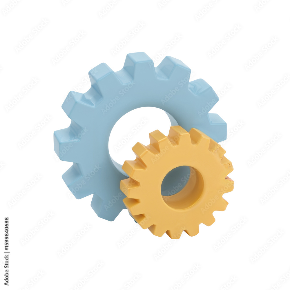 Poster interlocking gears: conceptual representation of collaboration and mechanical systems