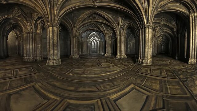 Dark, arched cathedral interior