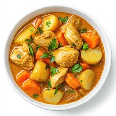 Healthy chicken noodle soup with vegetables and meat for dinner