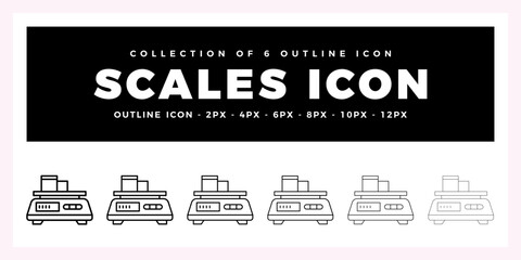 Pack of 6 Outline Vector scales icon
