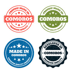 Comoros Product Label. Premium Quality Grunge Stamps