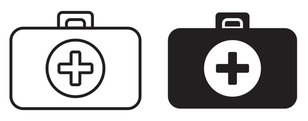 Suitcase of medicine icon with filled and outline. Vector illustration.