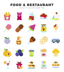 icons set. Food and Restaurant for web. app. vector illustration.