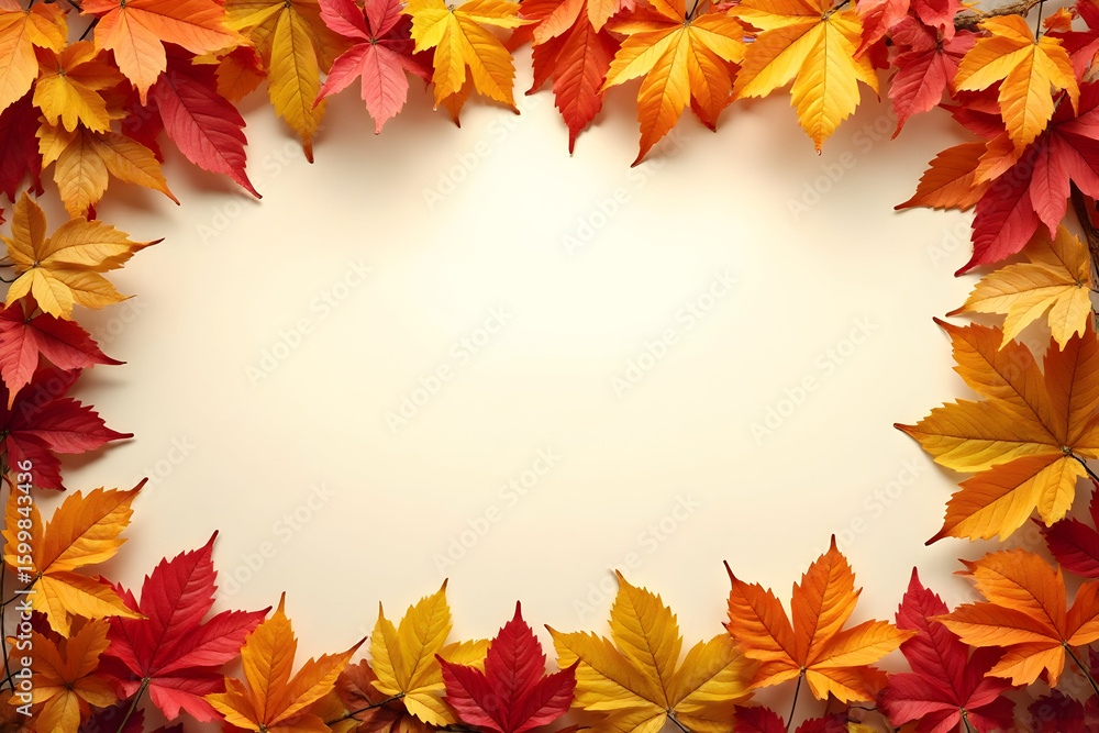 Poster autumn leaves border with empty space for background design