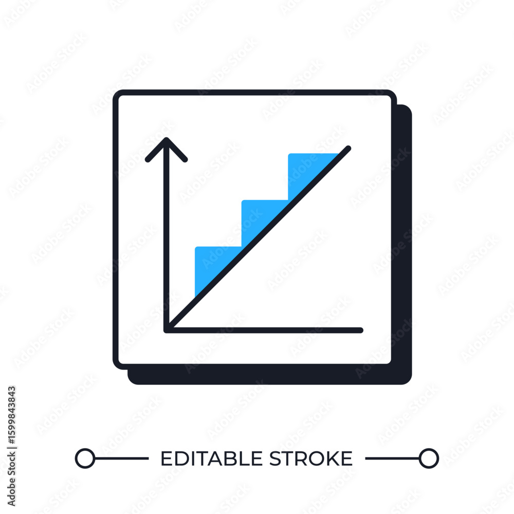 Poster rising graph with triangles offset shadow line icon. infographic chart presenting development. data 