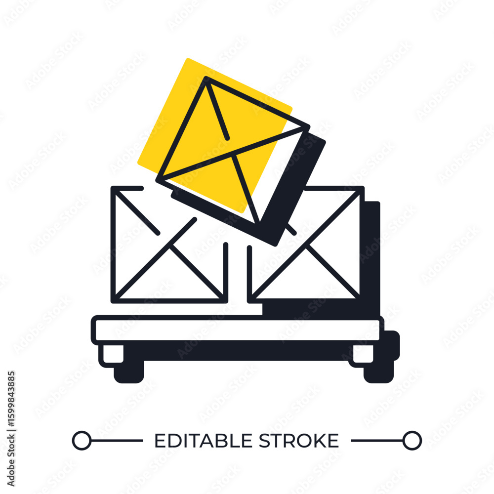 Aufkleber containers stack on pallet offset shadow line icon. cargo transportation and storage. boxes with goo