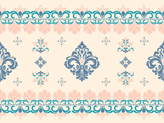 Vintage tapestry Baroque medallion pattern on vintage beige fabric background, seamless repeating pattern, textile print style, minimal, tapestry design, seamless Baroque medallion pattern, home decor