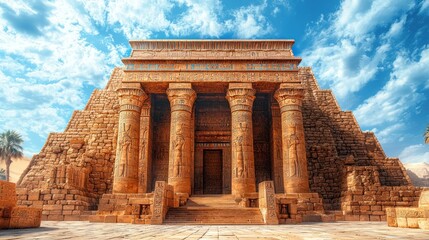 Fototapeta premium Ancient Egyptian Temple under a Bright Sky