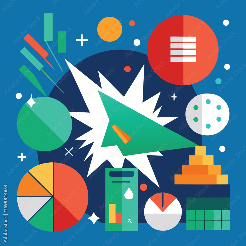 Poster abstract colorful business and finance concept with charts and graphs representing data analysis