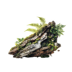 decayed driftwood log with natural forest texture isolated on transparent background