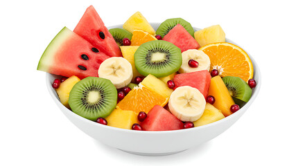 A refreshing summer treat, this fruit salad bursts with the natural colors of kiwi, watermelon, and pomegranate.

