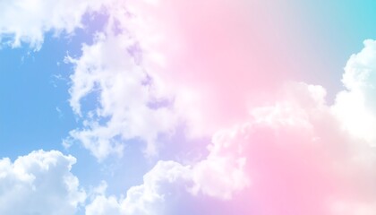 Pastel cloudscape; soft, blended colors of sky and clouds
