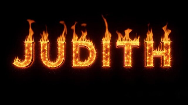 Burning JUDITH Text in Vibrant Flames on Black Background | 4K Fiery Scripture Title Animation

